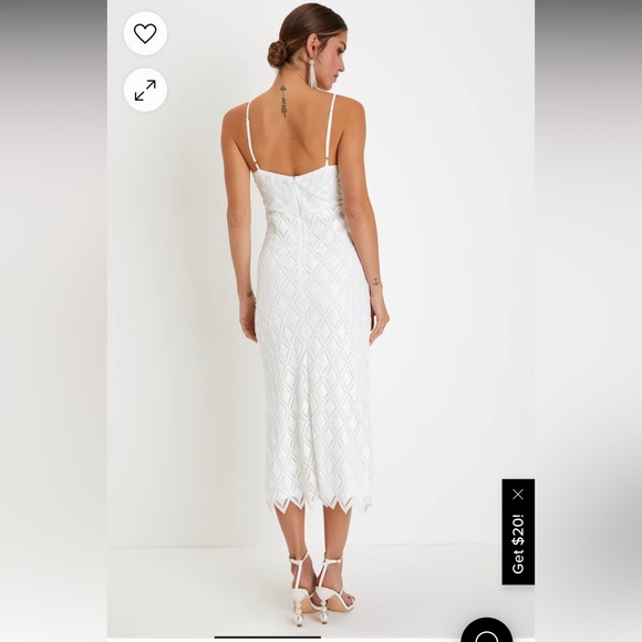 NWT!! Sold out online! Lulu’s White Sequins Midi Dress - Picture 2 of 5